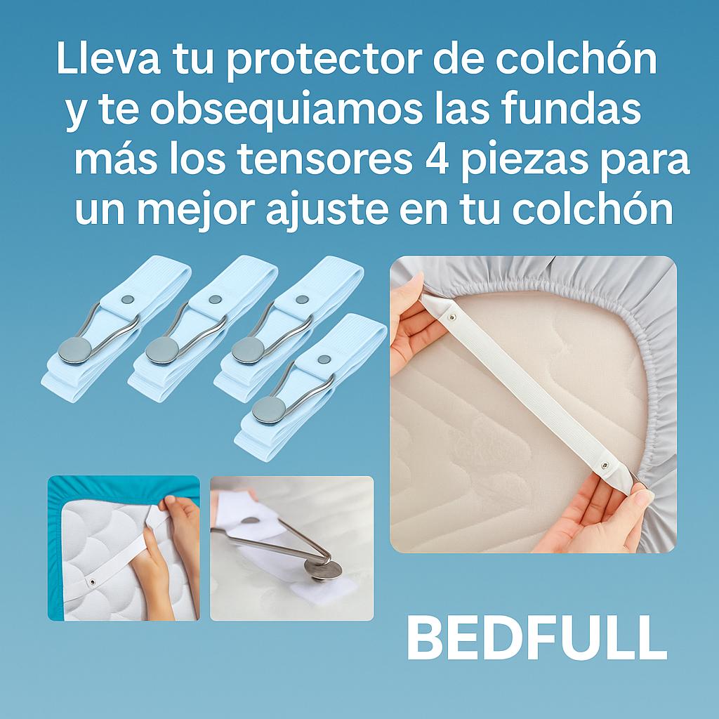 Protector de colchon tipo pulman premium + tensores de colchon